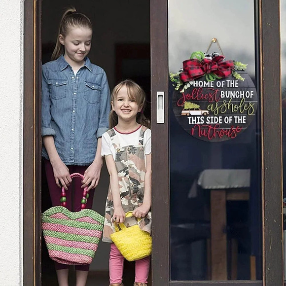 Hanging Christmas Wood Welcome Door Sign for  Home - Picture 4 of 6